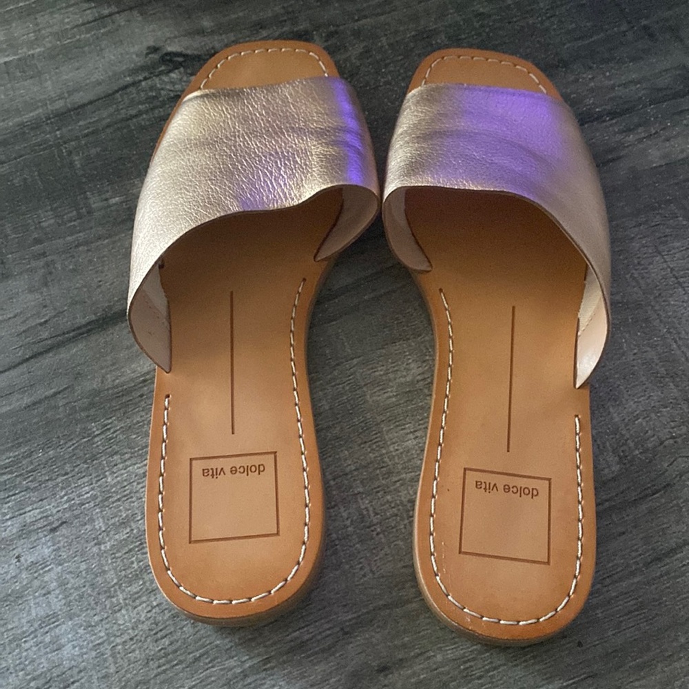 Rose Gold Leather Sandals